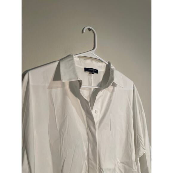 Lafayette 148 White Button Down Short Tie Sleeve Top Size Small - Picture 2 of 11